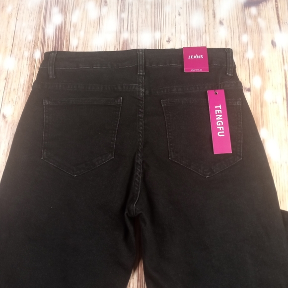 NWT HIGH RISE TENGFU BLACK FLARED LEG JEANS SIZE 6 - Picture 13 of 14